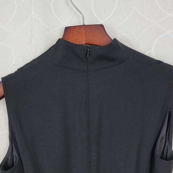 Jones New York Structured Wrap Dress 4 Black‎ Tie Belt Maxi Cocktail Party LBD - Picture 5 of 14